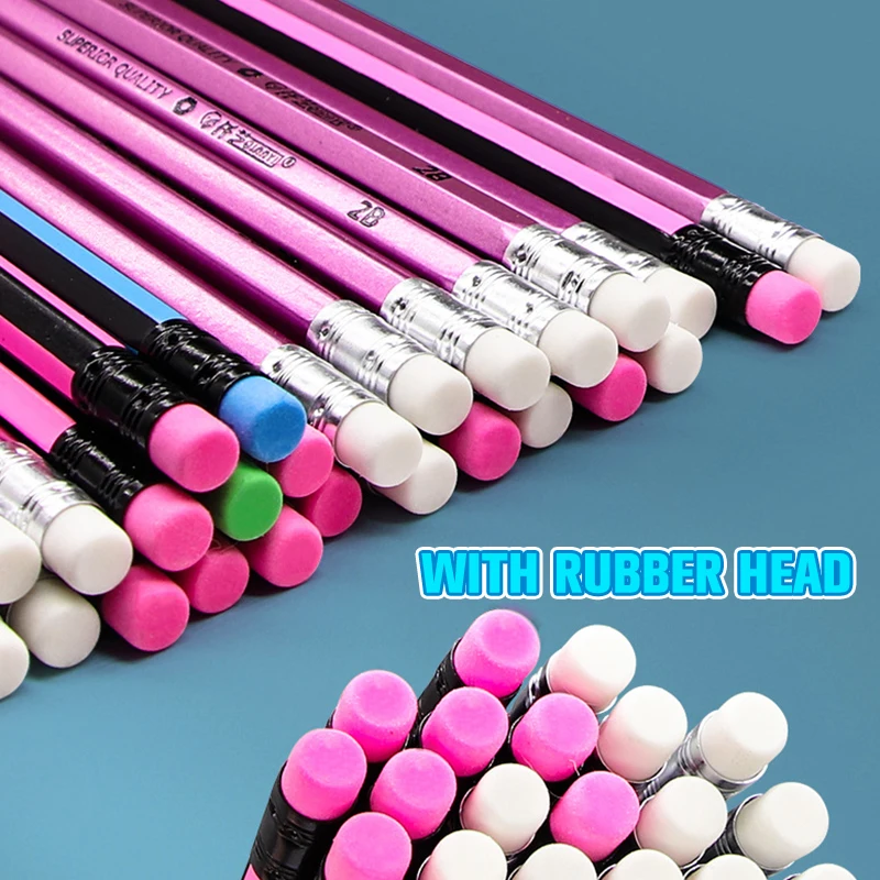 12Pcs /Lot Ordinary Pencil Wooden Lead Pencils 2B/HB Pencil With Eraser Children Gift Drawing Pencil School Writing Stationery