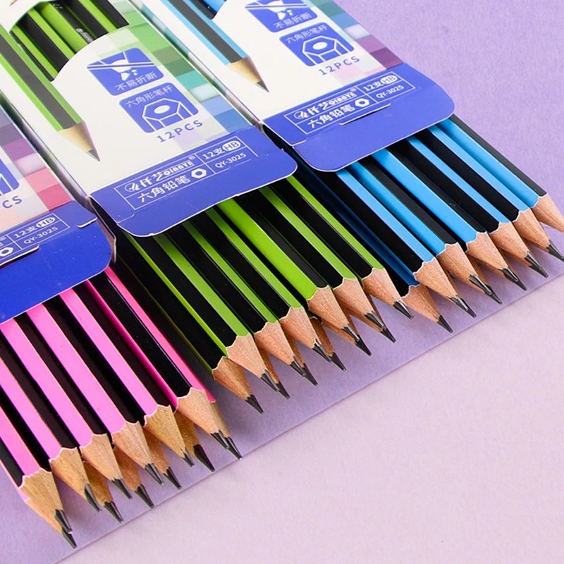 12Pcs /Lot Ordinary Pencil Wooden Lead Pencils 2B/HB Pencil With Eraser Children Gift Drawing Pencil School Writing Stationery - Görsel 1