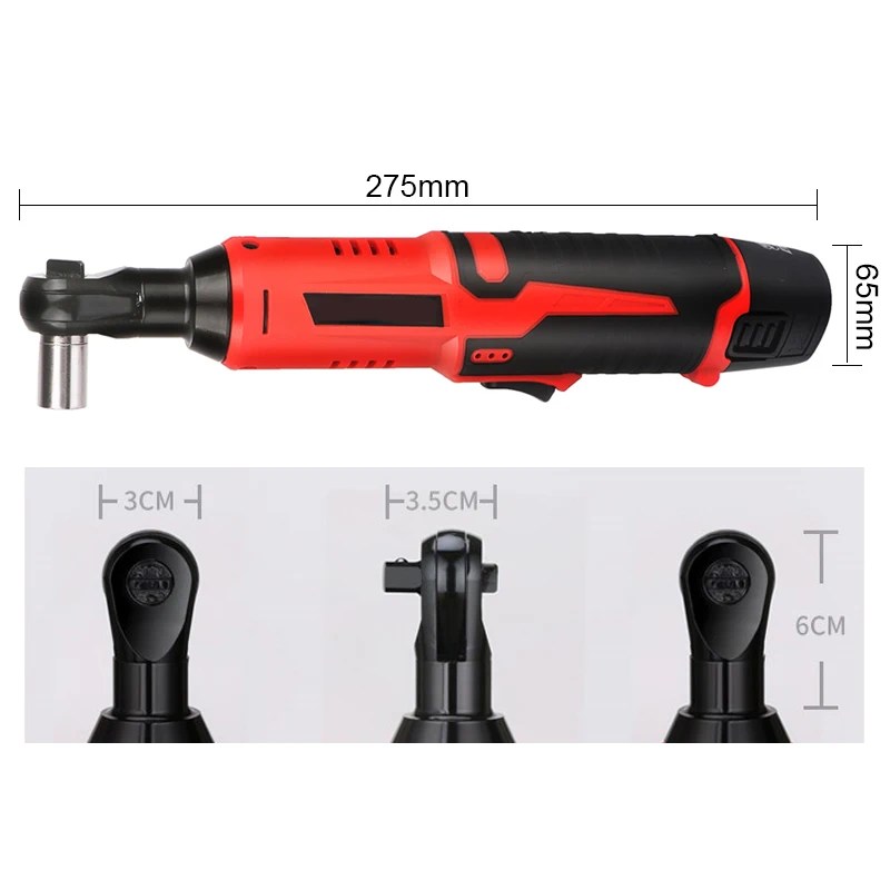 12V/18V akülü elektrik anahtarı 45NM 3/8 ''dik açı cırcır anahtarı açı matkap tornavida kaldırma vida somunu araba tamir aracı - Görsel 3