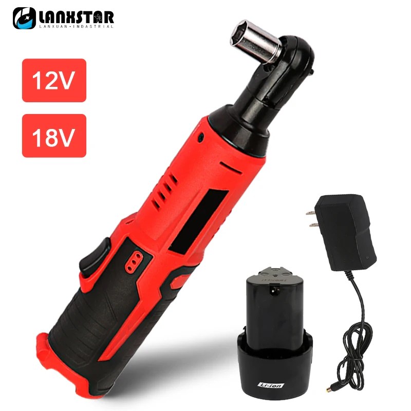 12V/18V akülü elektrik anahtarı 45NM 3/8 ''dik açı cırcır anahtarı açı matkap tornavida kaldırma vida somunu araba tamir aracı - Görsel 1