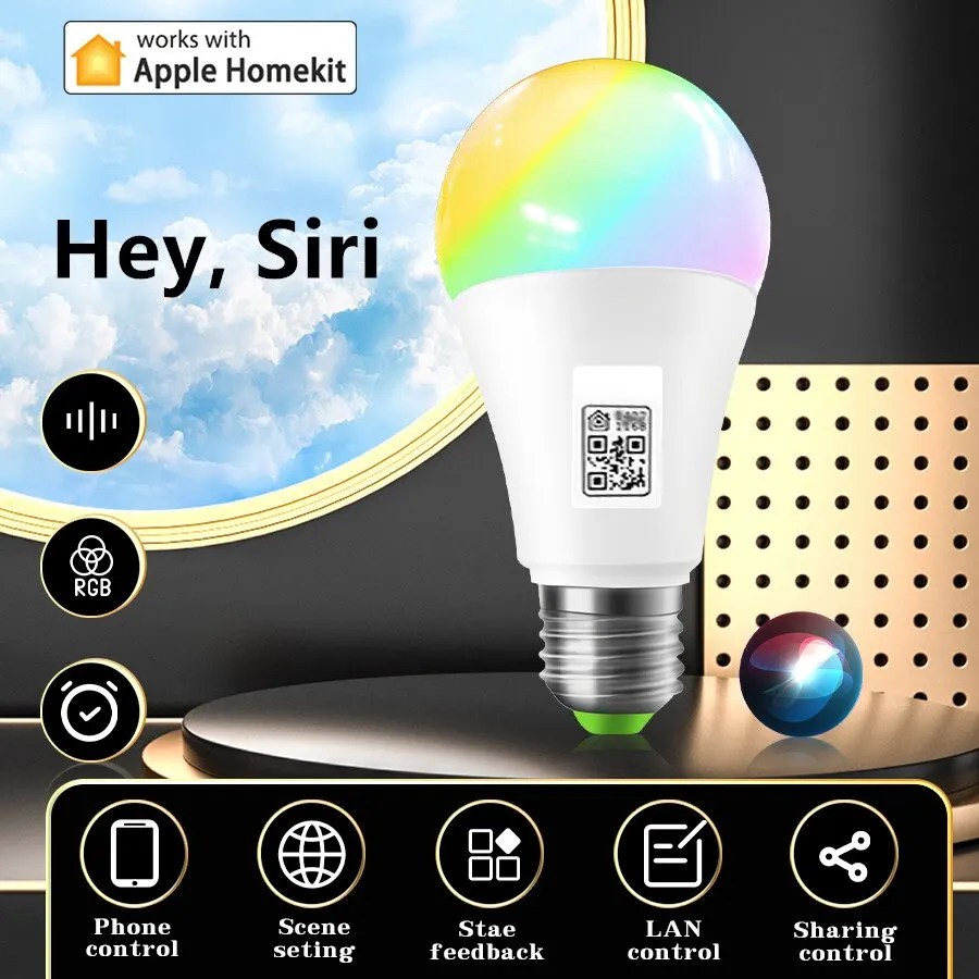 15W akıllı lamba Wifi Homekit Alexa LED ampul E27 RGB lambalar 220V 110V Siri ses App kontrol Alice Google ev için iPhone