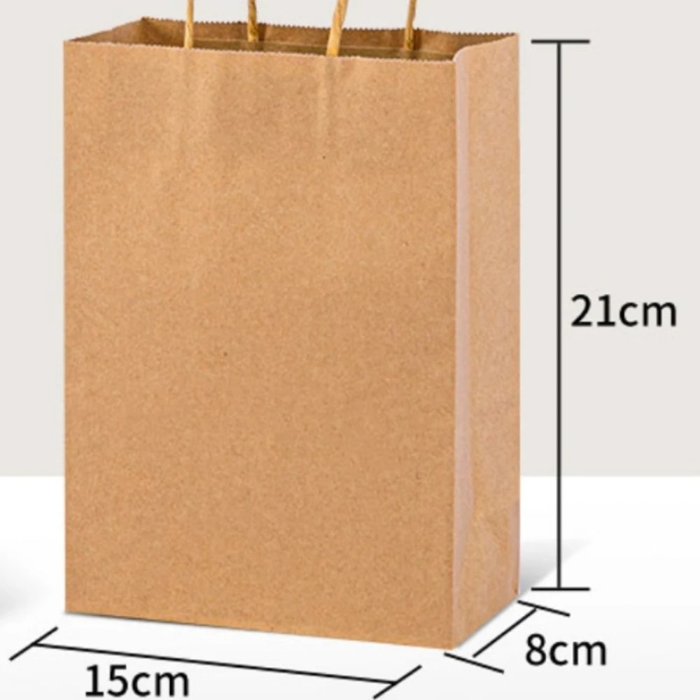 15x8x28cm kağıt torbalar Kraft çanta, katı renk hediye keseleri doğum günü partisi için kolları ile zanaat bakkal perakende alışveriş iş - Görsel 5