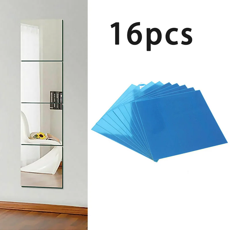 16 adet 15CM kare ayna cam karo duvar çıkartmaları çıkartma mozaik ev dekor 3D duvar çıkartması ev oturma odası için yatak odası dekoru