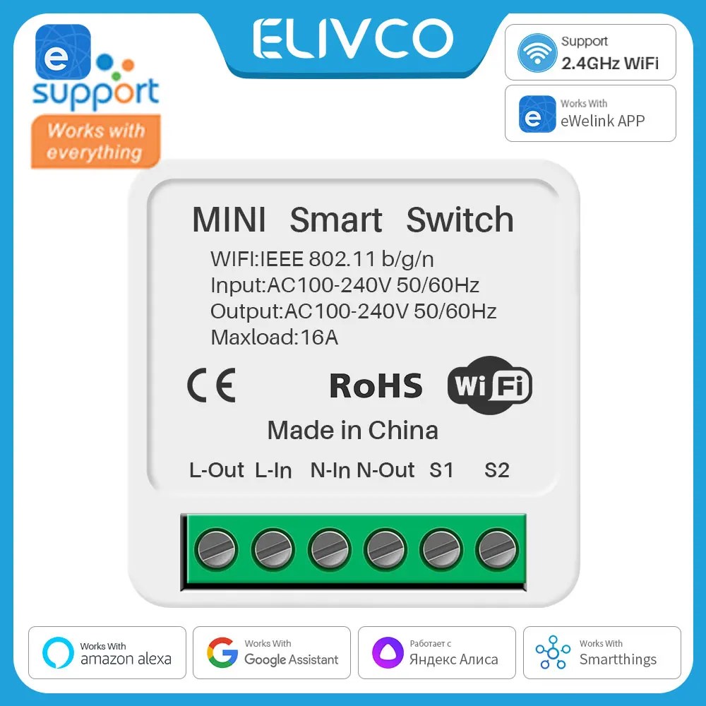 16A eWelink Wifi anahtarı Mini akıllı 2-Way DIY anahtarı devre kesici zamanlayıcı modülü desteği Alexa Google ev Alice SmartThings
