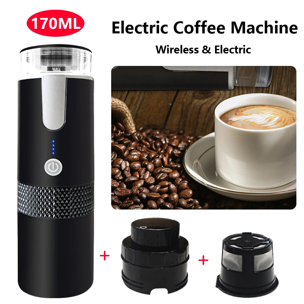 170ml kahve makinesi kablosuz elektrikli kahve makinesi dahili pil şarj edilebilir açık seyahat araba ev otomatik kahve makinesi