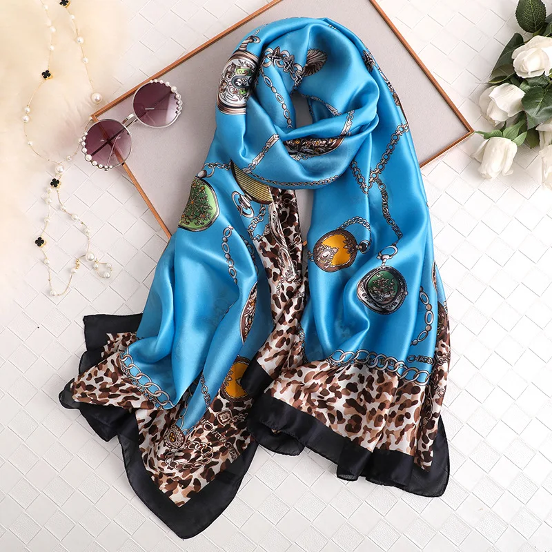 180*90cm lüks marka kadın yaz ipek eşarplar şal bayan Wrap yumuşak kadın tasarımcı plaj bandana foulard susturucu pareo
