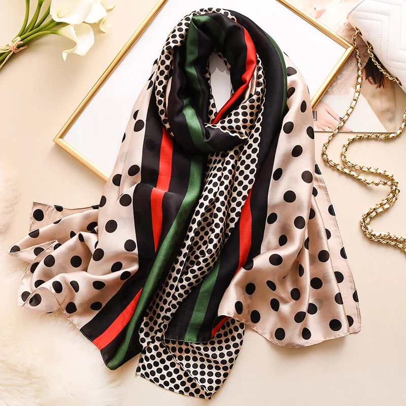 180*90cm lüks marka kadın yaz ipek eşarplar şal bayan Wrap yumuşak kadın tasarımcı plaj bandana foulard susturucu pareo