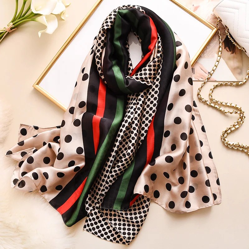 180*90cm lüks marka kadın yaz ipek eşarplar şal bayan Wrap yumuşak kadın tasarımcı plaj bandana foulard susturucu pareo - Görsel 6