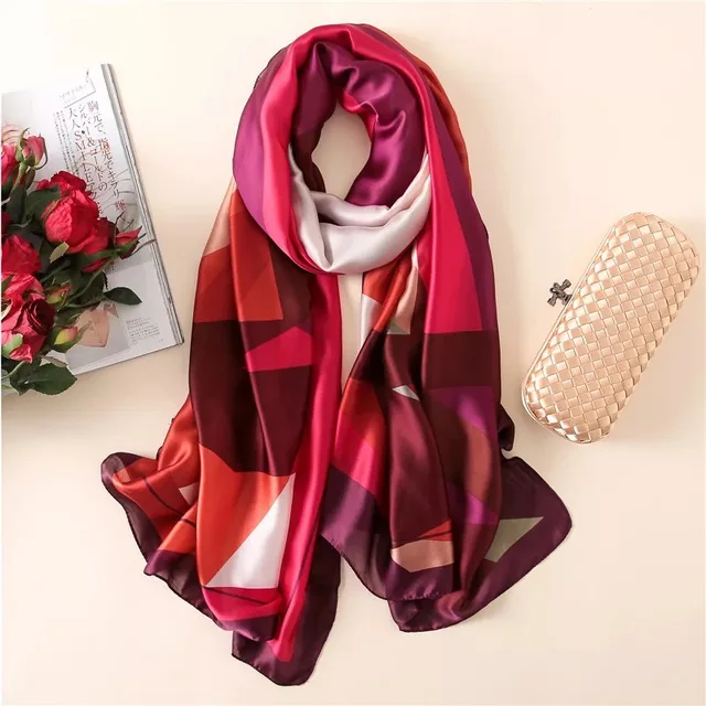 180*90cm lüks marka kadın yaz ipek eşarplar şal bayan Wrap yumuşak kadın tasarımcı plaj bandana foulard susturucu pareo