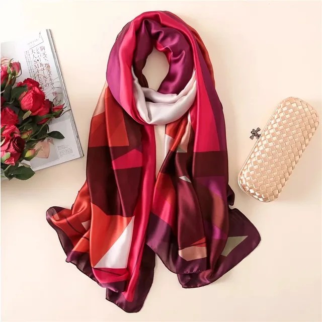 180*90cm lüks marka kadın yaz ipek eşarplar şal bayan Wrap yumuşak kadın tasarımcı plaj bandana foulard susturucu pareo - Görsel 9