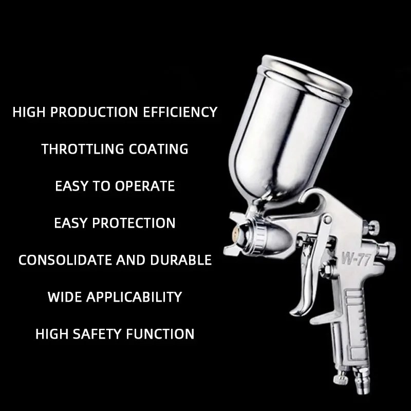 1PC High Atomization W-77 Furniture Spray Gun, Woodworking Car Paint, Pneumatic Spray Tool, Easy To Operate