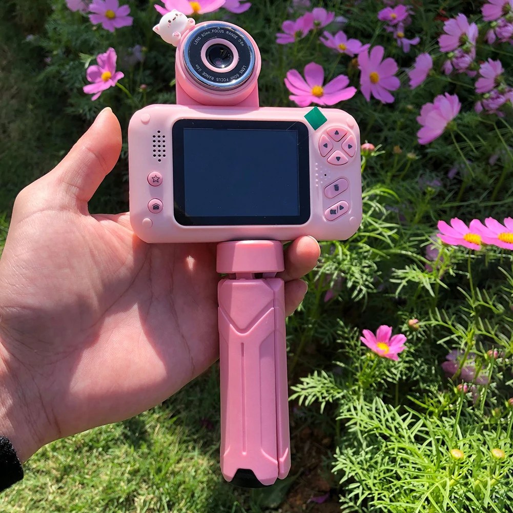 2.4 inç Ips renkli ekran çocuk çocuklar kamera fotoğraf araçları Slr kamera 180 derece rotasyon Mini fotoğraf kamerası doğum günü hediyesi