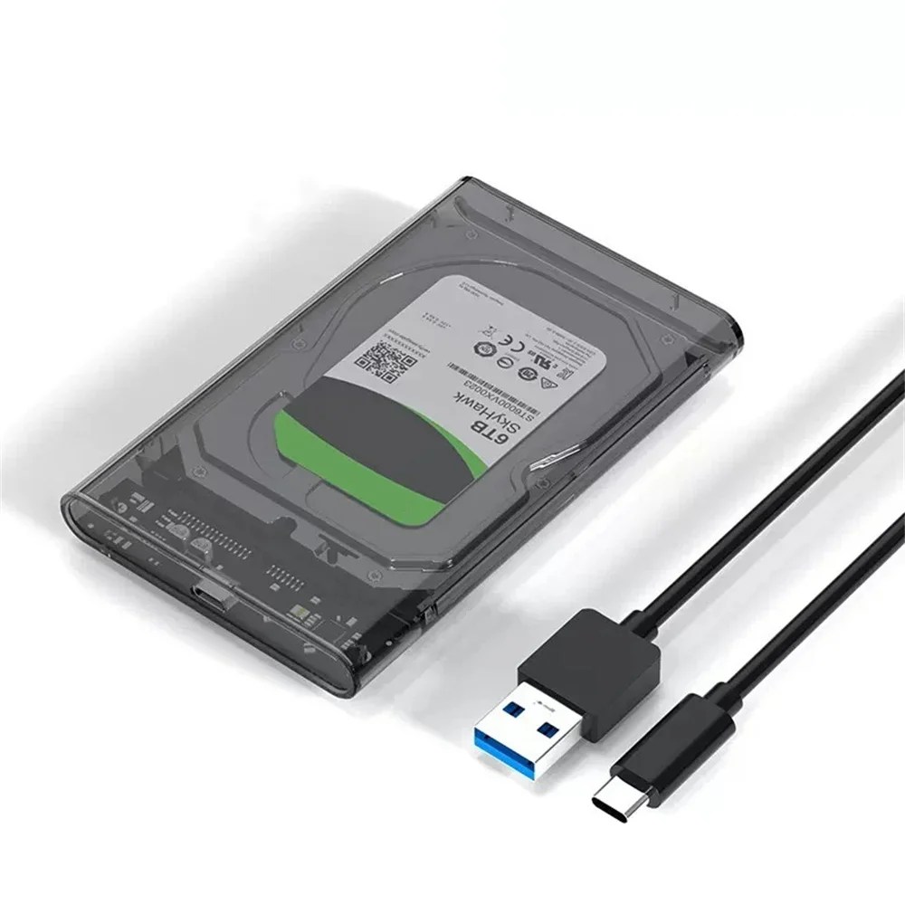 2.5 inç HDD SSD durumda USB 3.0 tip C şeffaf HDD muhafaza, dizüstü SATA SSD Harddisk kutusu için harici sabit Disk Disk kutusu