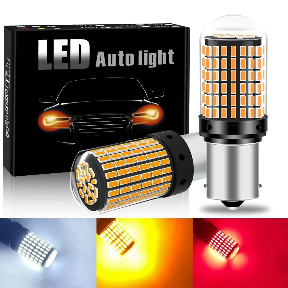 2 adet 1156 7440 7443 PY21W T20 T20 3157 1157 W21W P21/5W W21/5W ampul 144smd Canbus araba Led fren dönüş sinyali lambası