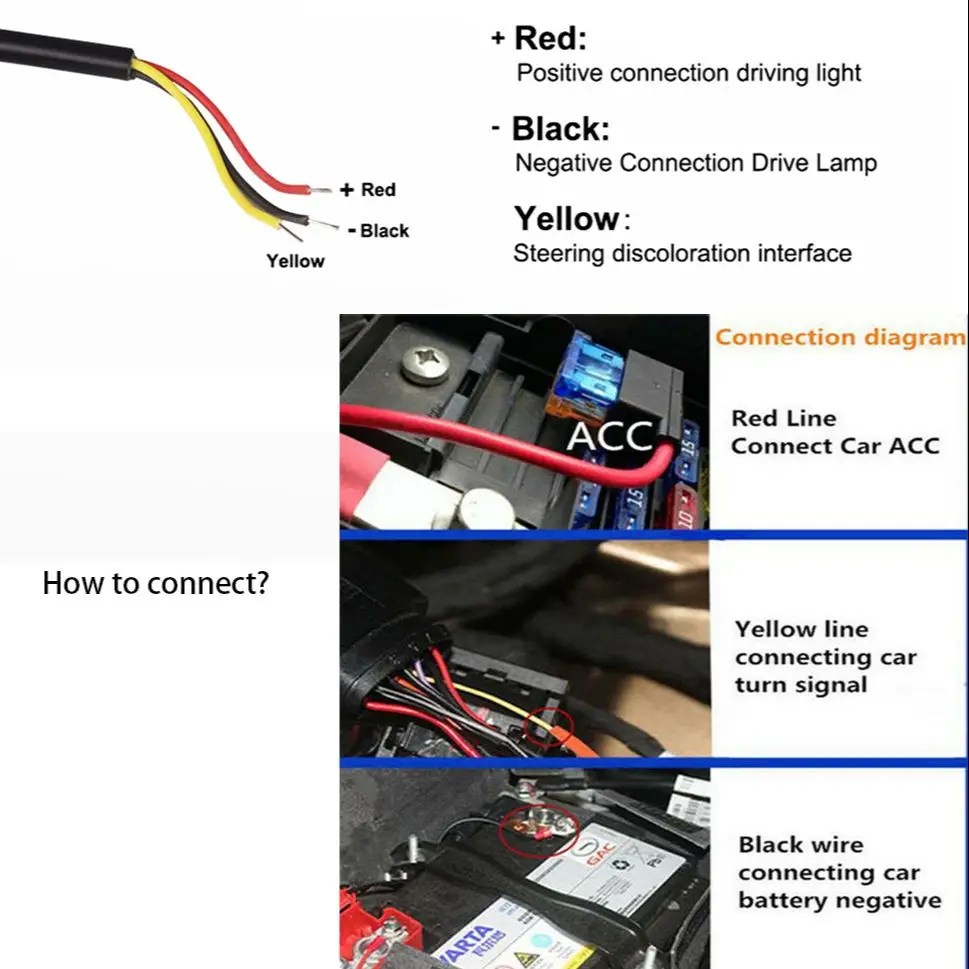 2 adet LED DRL araba gündüz koşu işık esnek su geçirmez şerit oto farlar beyaz dönüş sinyali sarı fren akış ışıkları 12V - Görsel 6