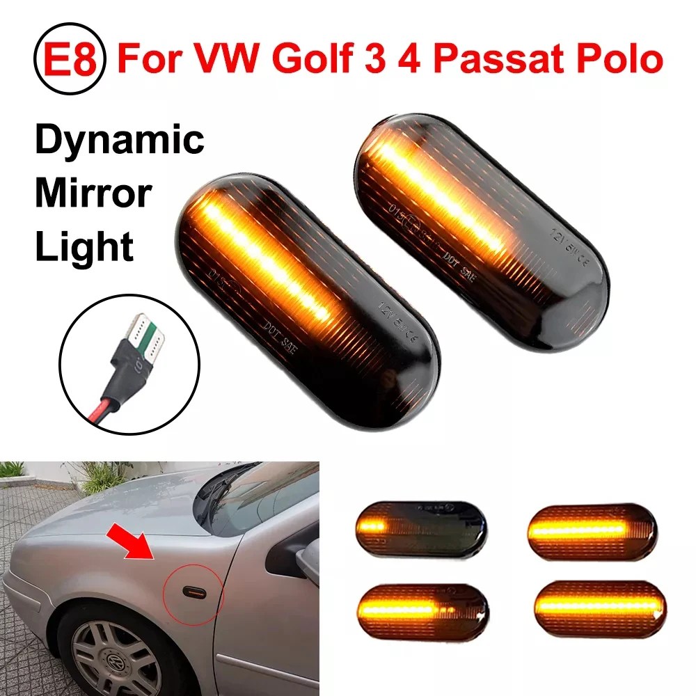 2 adet Led dinamik yan işaretleyici dönüş sinyal ışığı sıralı flaşör işık VW Golf 3 4 MK3 MK4 Passat 3BG Polo 6N Bora Bora Bora - Görsel 2