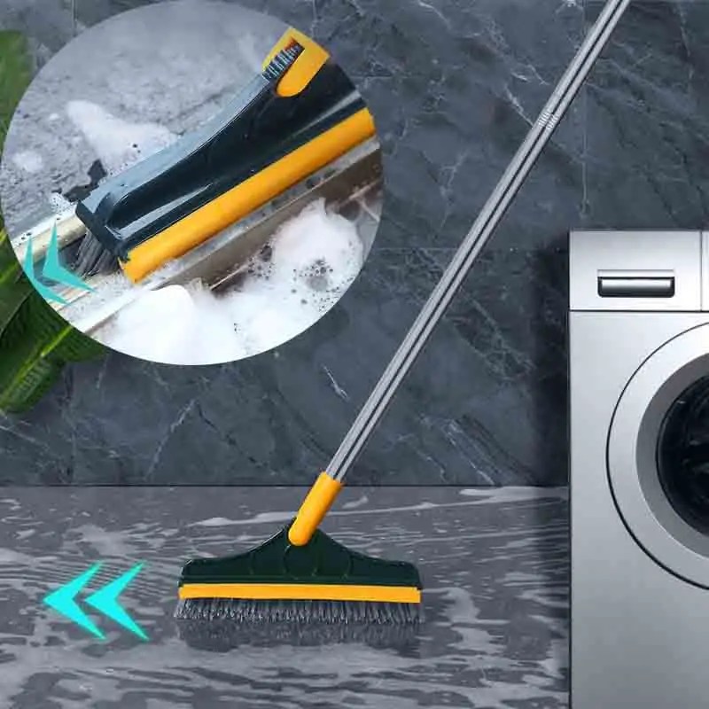 2 in 1 paslanmaz çelik Metal uzun saplı Scrubber zemin fırçası peeling fırçası ayarlanabilir ayrılabilir sert kıllar Ti