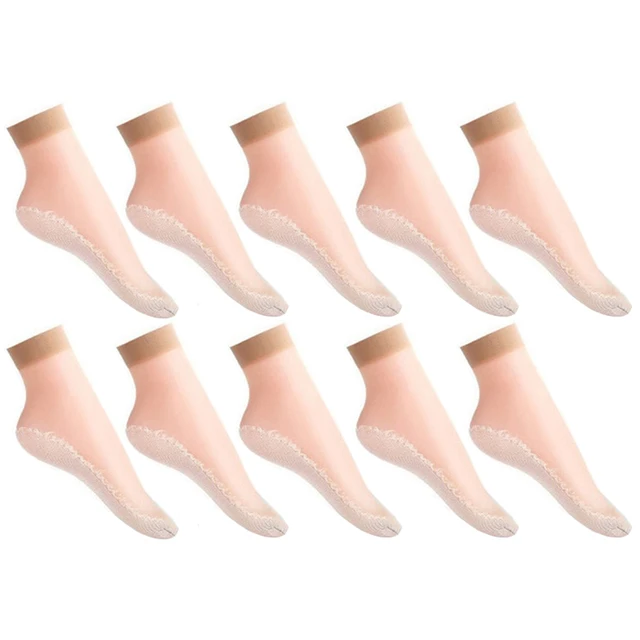 20 adet = 10 Pairs bahar yaz kadın yumuşak çorap ince ipek çorap kaymaz alt ekleme moda şeffaf bayanlar nefes çorap