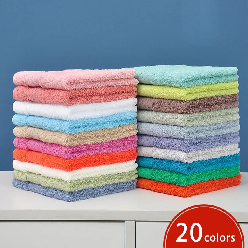 20 renk mendil havlu yüksek kaliteli pamuk küçük havlu düz renk yumuşak kalın 34*34cm yetişkinler için çocuklar el havluları toalhas