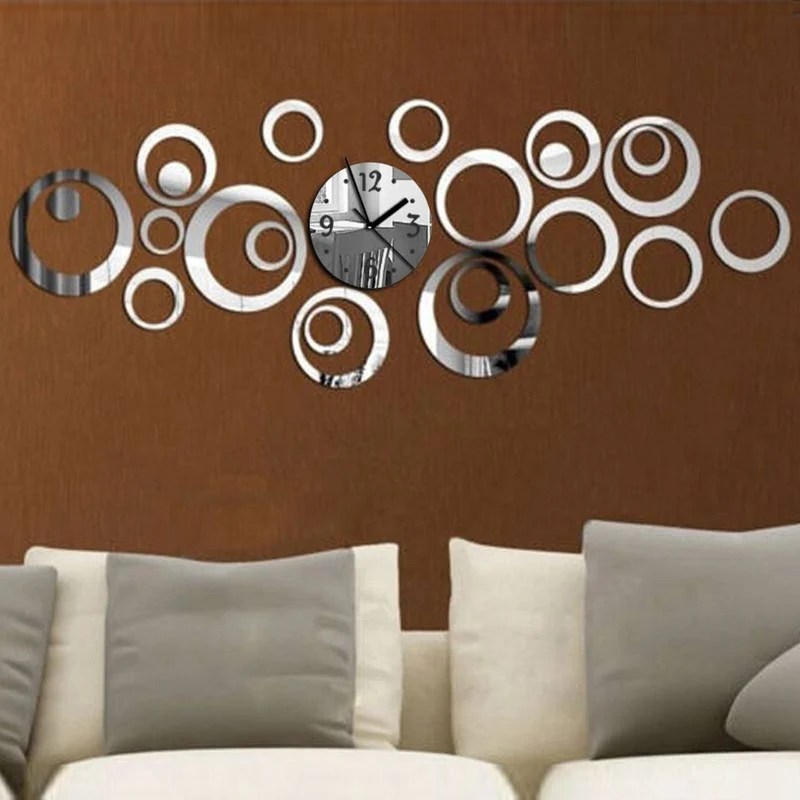 2016 Yeni Satış 3d Duvar Saati Izle Horloge Reloj De Pared Duvar Saati Akrilik Ayna Kuvars Oturma Odası Modern Ücretsiz Kargo
