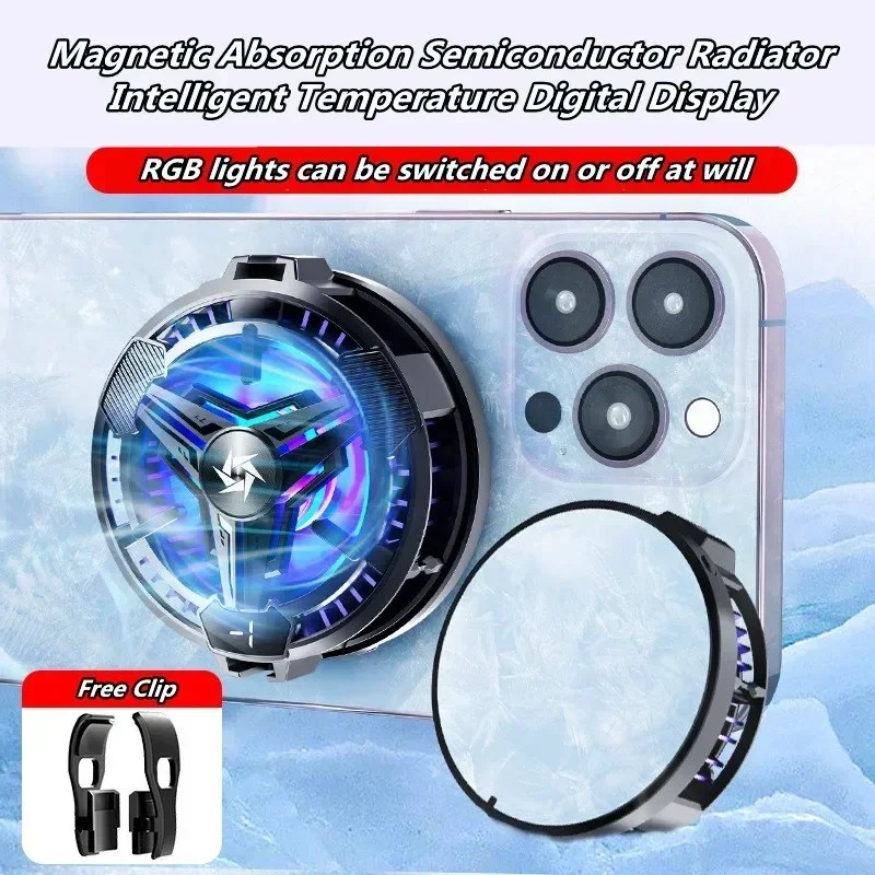 2023 yeni SL10 cep telefonu manyetik/arka-klip 2 In 1 yarı iletken radyatör RGB ışık ile IOS Android için PUBG LOL oyun soğutucu