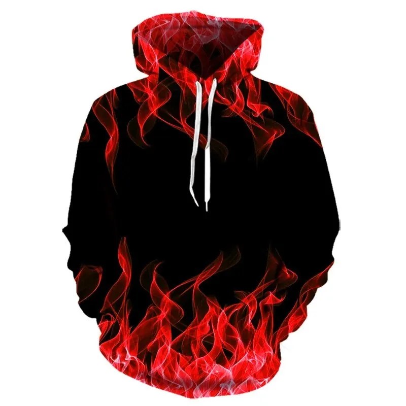 2023 yeni erkek renkli alevler Hoodie Sweatshirt 3D baskı tişörtü erkekler kapşonlu boy Hoodie moda sonbahar giyim