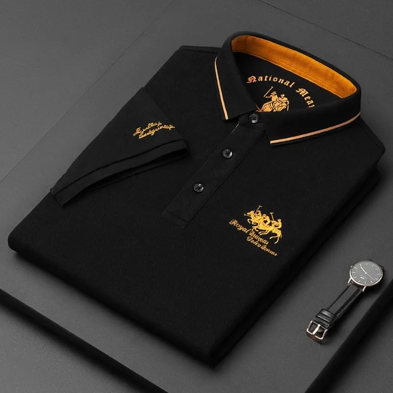 2023 yeni işlemeli Polo GÖMLEK erkek High-end lüks üst yaz rahat yaka kısa kollu tişört kore moda erkek