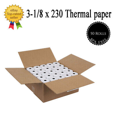 3-1/8" x 230' THERMAL POS RECEIPT PRINTER ROLL PAPER BPA FREE USA 50 ROLLS - Görsel 4