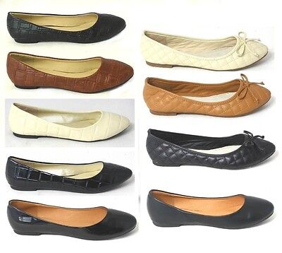 LADIES FLAT BALLET BALLERINA PUMPS WOMENS WORK OFFICE SCHOOL DOLLY SHOES SIZE