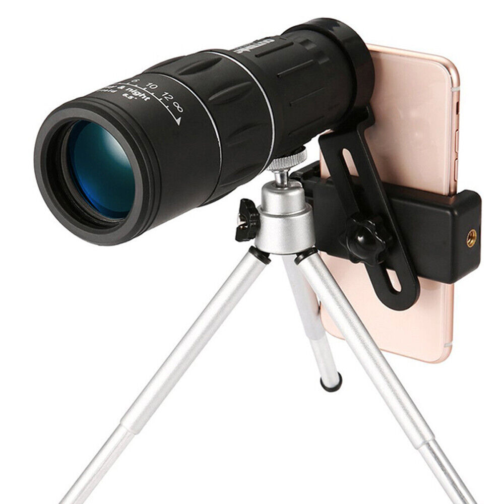 16X52 Zoom Optical HD Lens Monocular Telescope+ Tripod+ Clip For Universal Phone