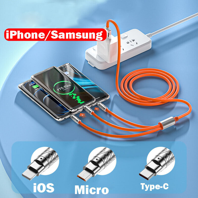 3 in 1 120W Super Fast Charging Data Cable Charge Line USB C For iPhone Android - Görsel 9