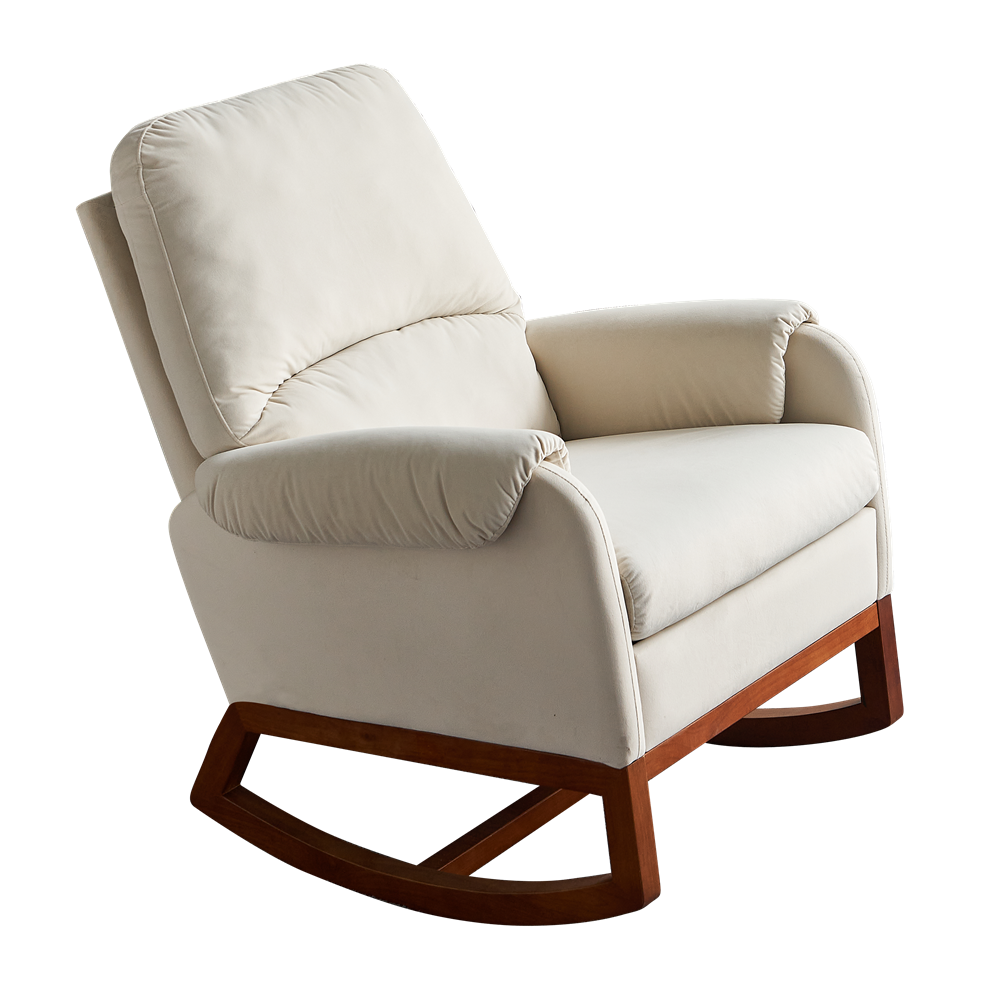 20.47" Velvet Rocking Chair Sofa Armchair for Living Room Reading Room Beige