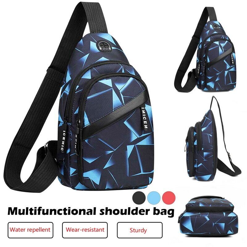 Men Bag Shoulder Bags USB Charging Crossbody Package Men's Leather Sling Pack - Görsel 6