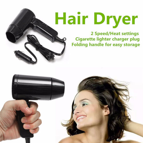 Portable 12V Vehicle Car Hair Dryer Hot Cold Folding Blower Window Defroster - Görsel 2