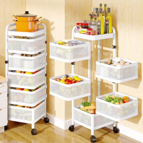 Kitchen Rotating Layered Shelf Storage Rack Fruits Vegetable Baskets Organizer