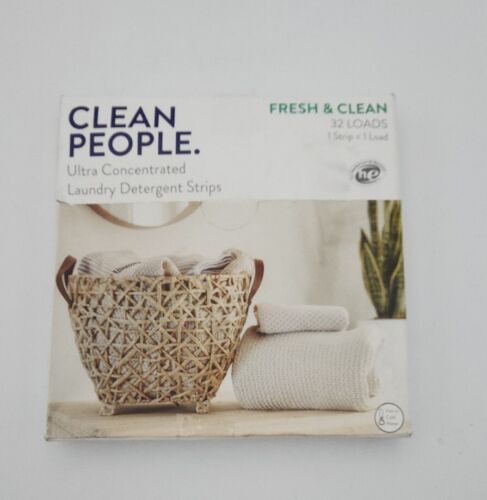 Clean People Laundry Detergent Sheets 32 Plant-Based Fresh and Clean Scent New