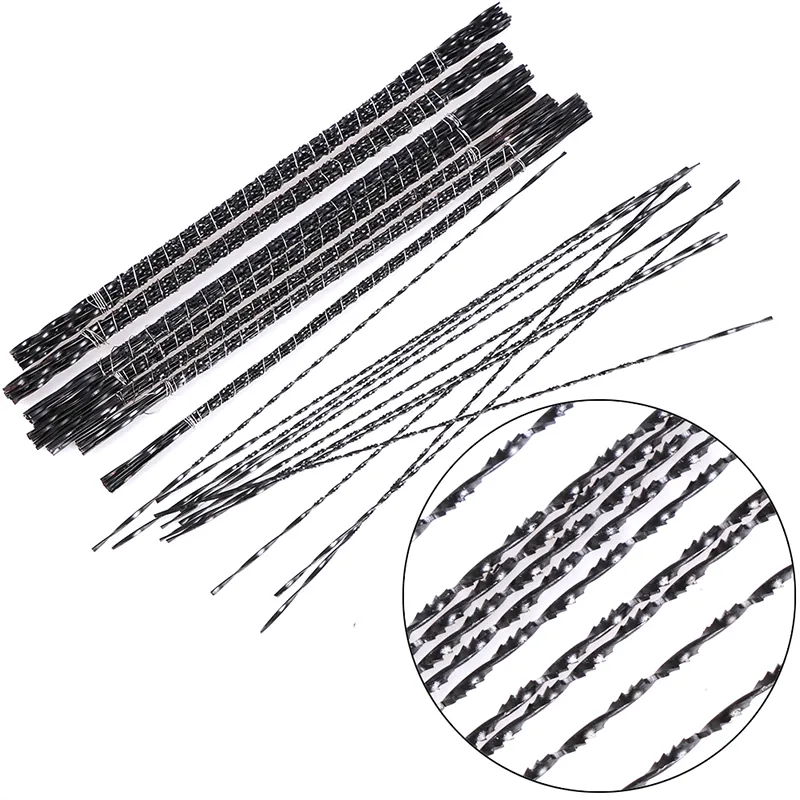 12 adet/paket yüksek kalite 0.7mm-1.35mm kaydırma Jig testere bıçakları Spiral diş Metal ahşap kesme el sanatları araçları oyma için