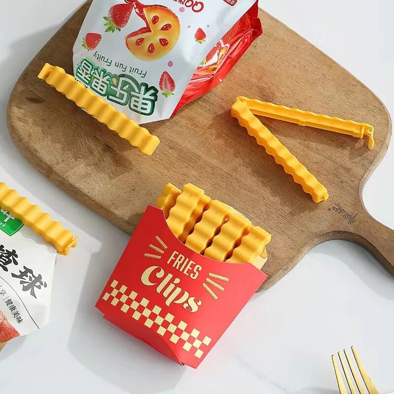 12 adet set yaratıcı patates kızartması çanta mühürleyen tutucu buzdolabı mıknatısı ile çanta klipsleri gıda mühür klip taze aperatif sızdırmazlık kelepçe tutmak