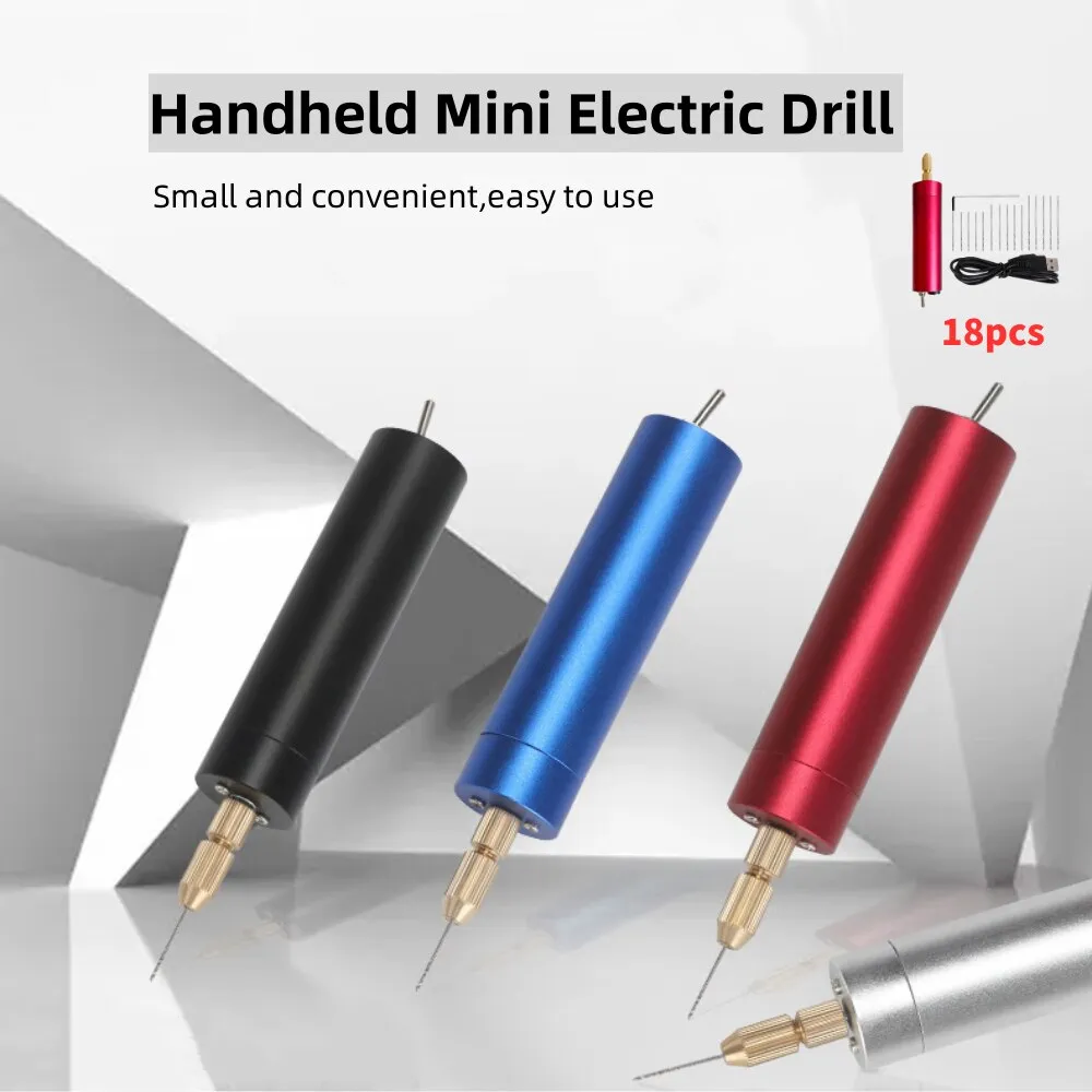 18 adet Mini elektrikli matkap taşınabilir el matkap uçları seti matkap BitsTool kiti inci epoksi reçine takı yapımı için