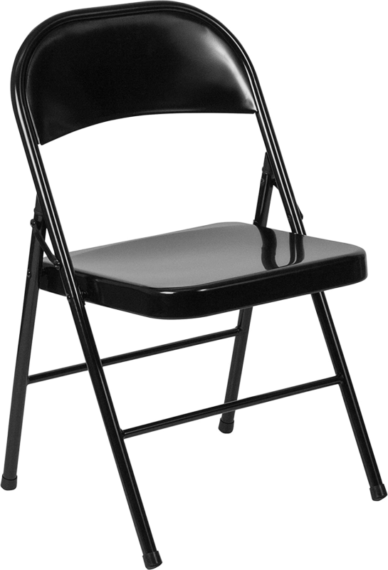 HERCULES Series Double Braced Black Metal Folding Chair