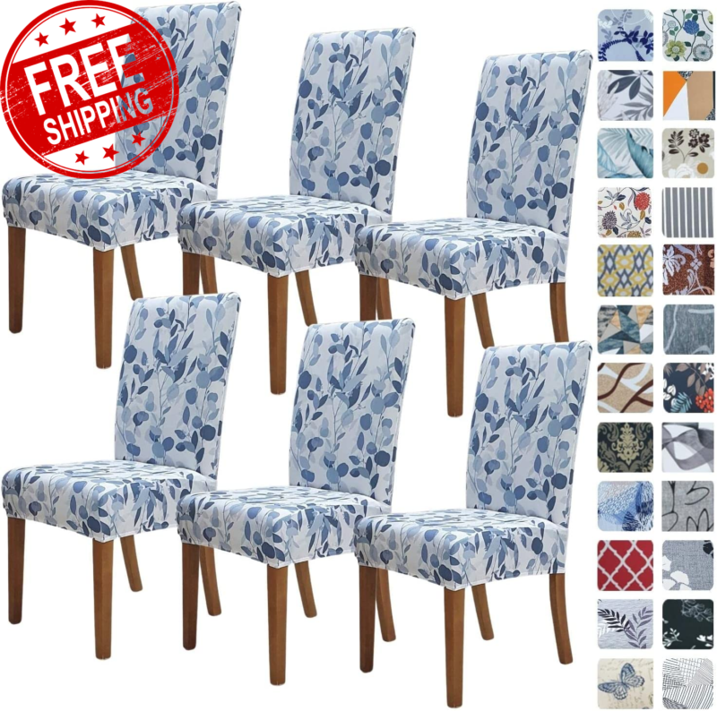 Chair Covers for Dining Room 6 Pack, Stretch Dining Chair Cover, Washable Spande