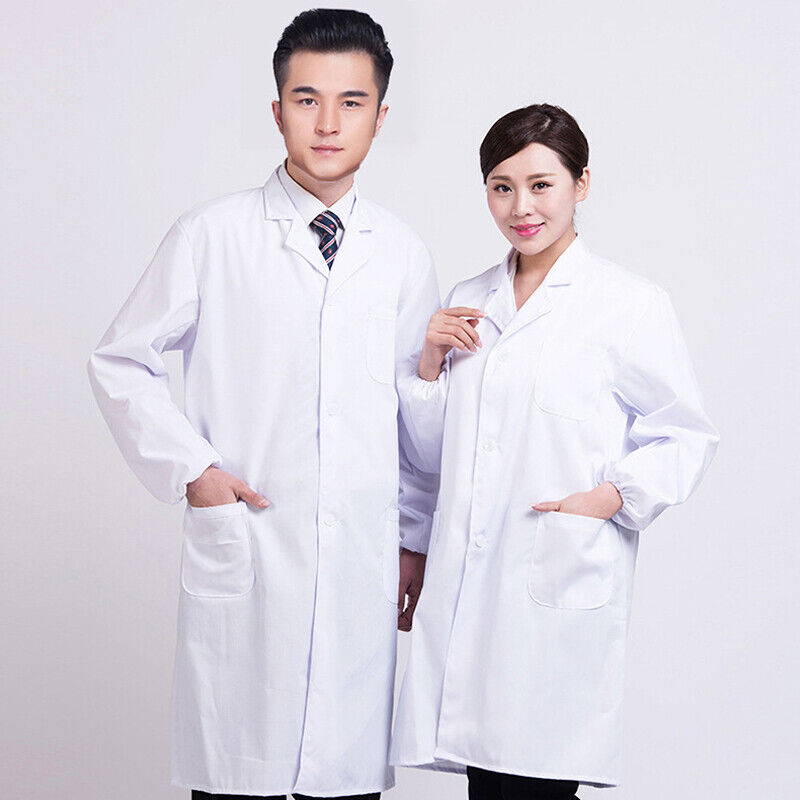 Mens Womens Lab Coats Medical Services Uniform Nurse Doctor White Work Clothes
