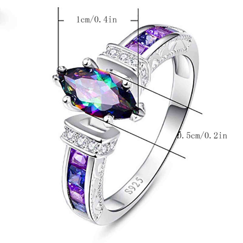 925 Sterling Silver Diamond Ring Ladies Jewelry Engagement Wedding Size 6-10 - Görsel 3