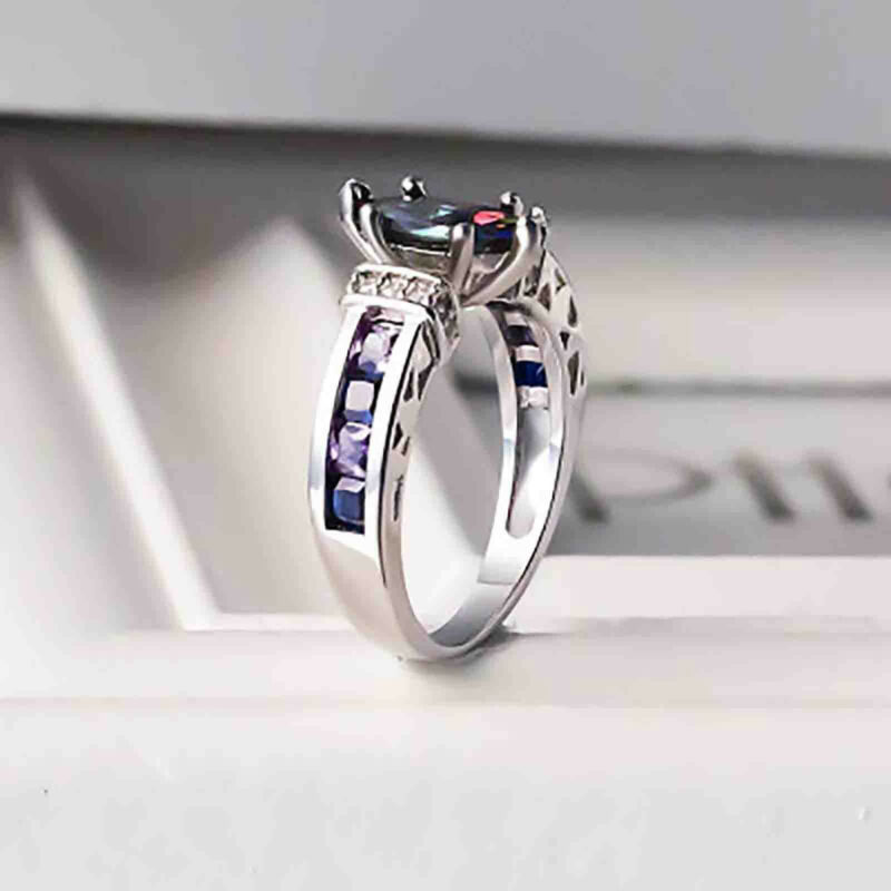 925 Sterling Silver Diamond Ring Ladies Jewelry Engagement Wedding Size 6-10 - Görsel 4