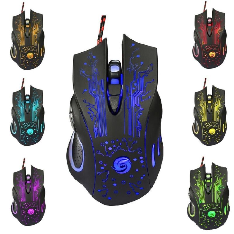 Gaming Maus Optische USB Gamer Mouse 2400DPI Beleuchtet 6 Tasten PC Computer