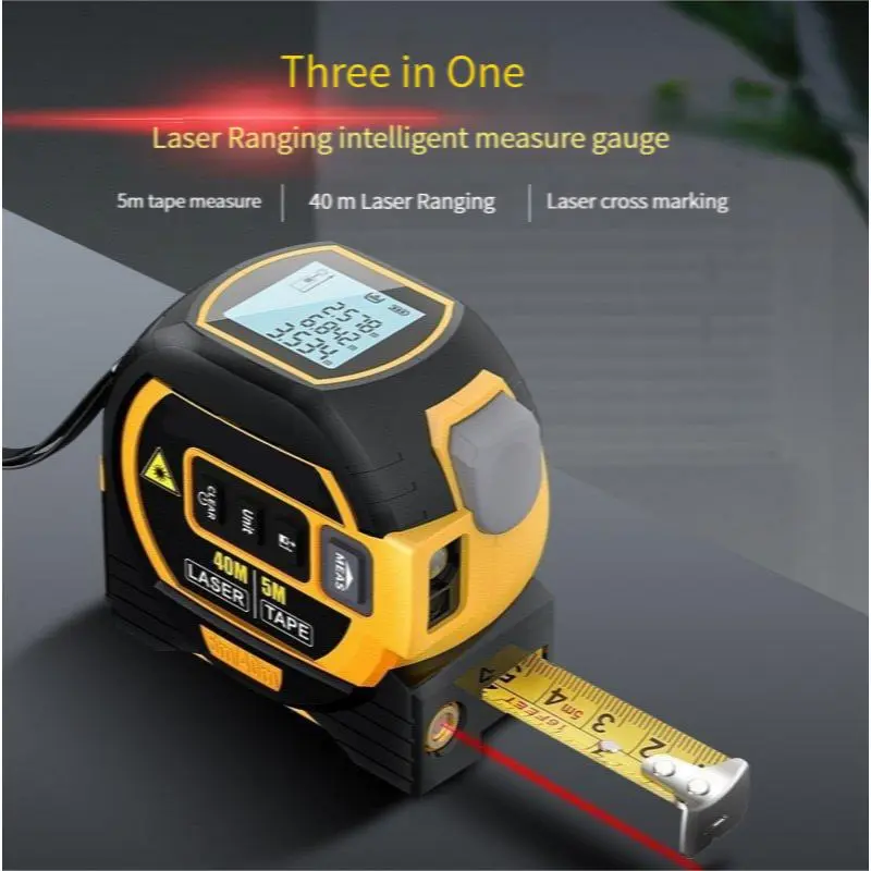 3 In 1 lazer telemetre 40 M / 60 M mesafe ölçümü ile arkadan aydınlatmalı ekran telemetre ölçekli alan/mesafe şarj edilebilir