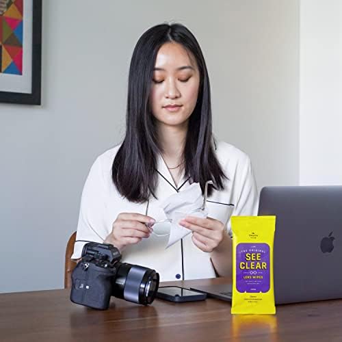See Clear Original Lens Cleaning Wipes - Pre-Moistened Eyeglass & Screen Cleaning Cloth Towelettes - Streak Free, Scratch Free Lens & Electronic Screen Cleaner - 12 Resealable Packs of 16 (192 Wipes)  Health & Household - Görsel 8