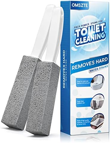 2Pack Pumice Stone Toilet Bowl Cleaner with Handle,Powerfully Cleans Away Limescale Stain,Hard Water Rings, Calcium Buildup,Suitable for tiles, bbq grill, pools, bath tubs and ceramic surfaces. Health & Household