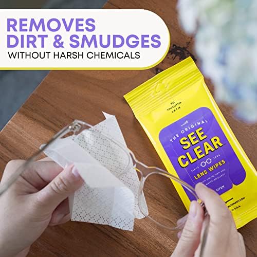 See Clear Original Lens Cleaning Wipes - Pre-Moistened Eyeglass & Screen Cleaning Cloth Towelettes - Streak Free, Scratch Free Lens & Electronic Screen Cleaner - 12 Resealable Packs of 16 (192 Wipes)  Health & Household - Görsel 5
