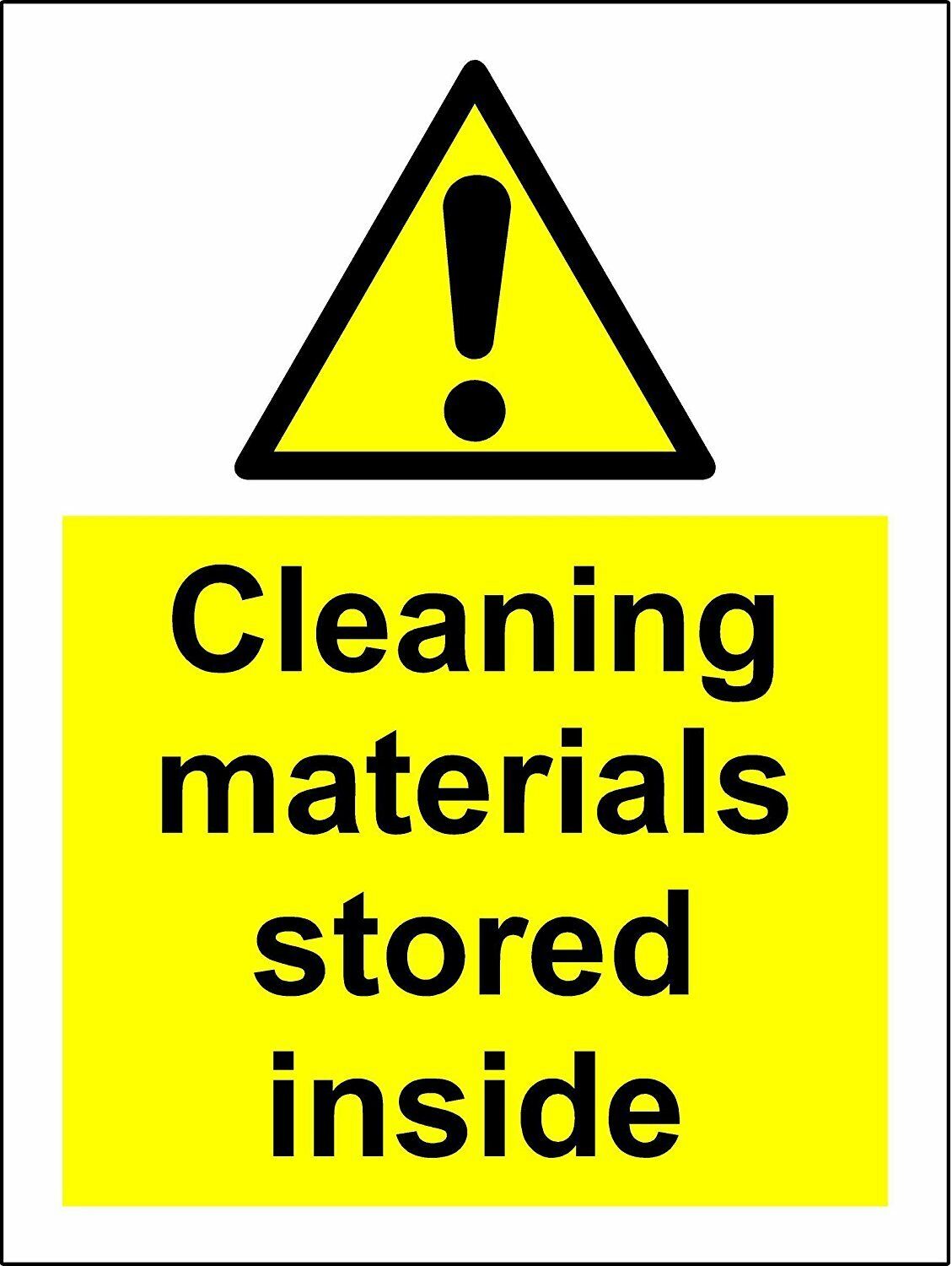 Warning Cleaning materials stored inside safety sign